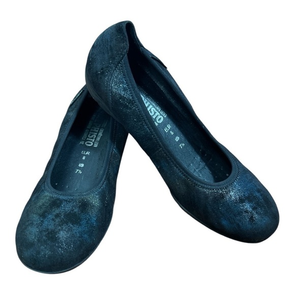 Mephisto Emilie Ballet Flats Blue/Black Shimmer Sz 7.5 - Picture 1 of 10